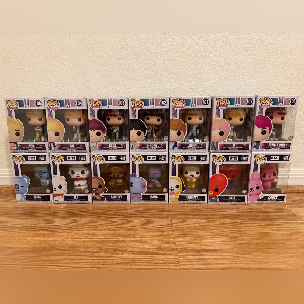 BTS Funko Pop 1st Edition #101-107 2019 Completed Set with BT21 Chacters